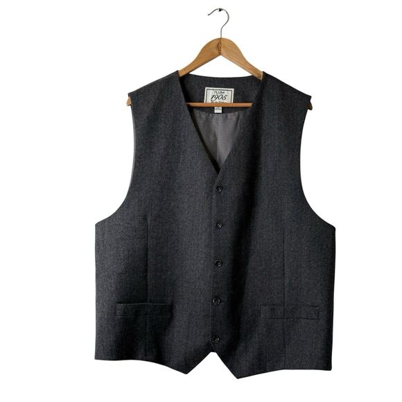 Jos A Bank Men’s 100% Wool Charcoal Gray Waistcoat Vest size XL Preppy Classic - Picture 1 of 8